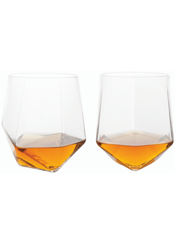 Viski Seneca Faceted Crystal Glasses