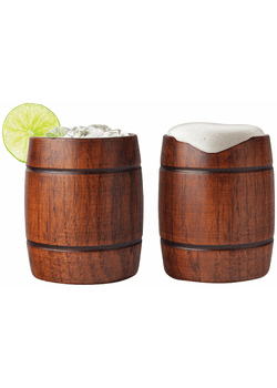 Final Touch Wood Barrel Tumblers  Set of 2