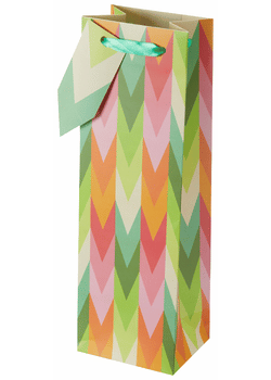 Single Bottle Gift Bag - Citrus Chevron