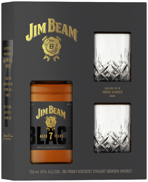 ⭐️7/25限定価格⭐️Jim Beam 2本セット Jim Beam Black Bourbon with 2 Rock Glasses Gift Set | Total Wine
