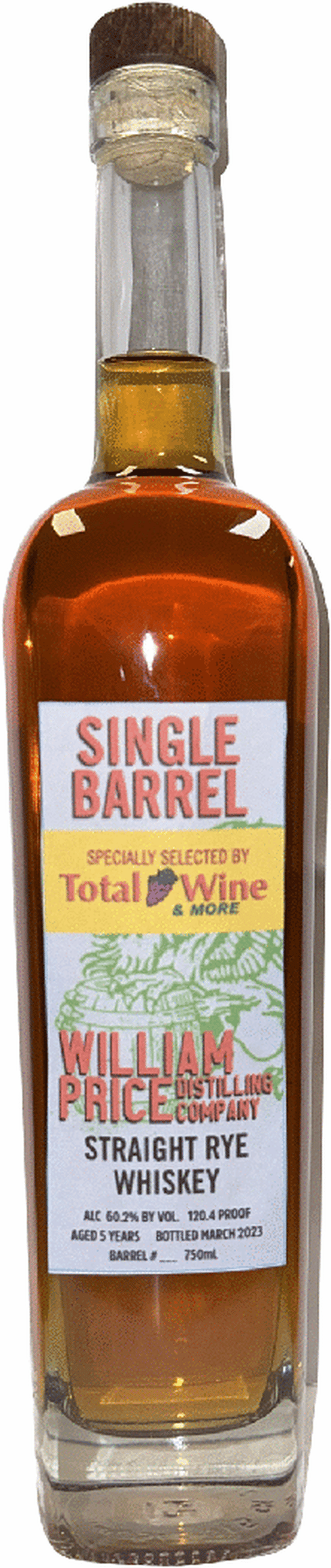 Billy Rye Whiskey William Price Straight Rye Single Barrel Barrel Select | Total Wine & More