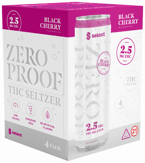 Select Zero Proof THC 2.5mg Seltzer Black Cherry | Total