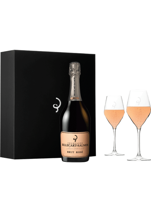 Billecart Salmon Brut Rose Champagne with 2 Glasses | Total Billecart Salmon Brut Rose Champagne with 2 Glasses | Total