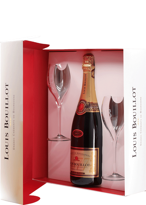 Louis Bouillot Perle de Vigne Brut Giftset w/ 2 Glasses