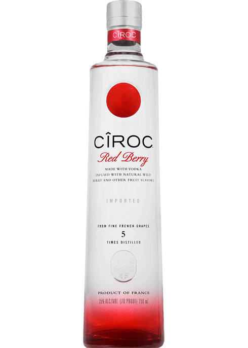 Lot of 6 Empty 1 Liter Ciroc Red Berry Vodka Bottles With Caps 