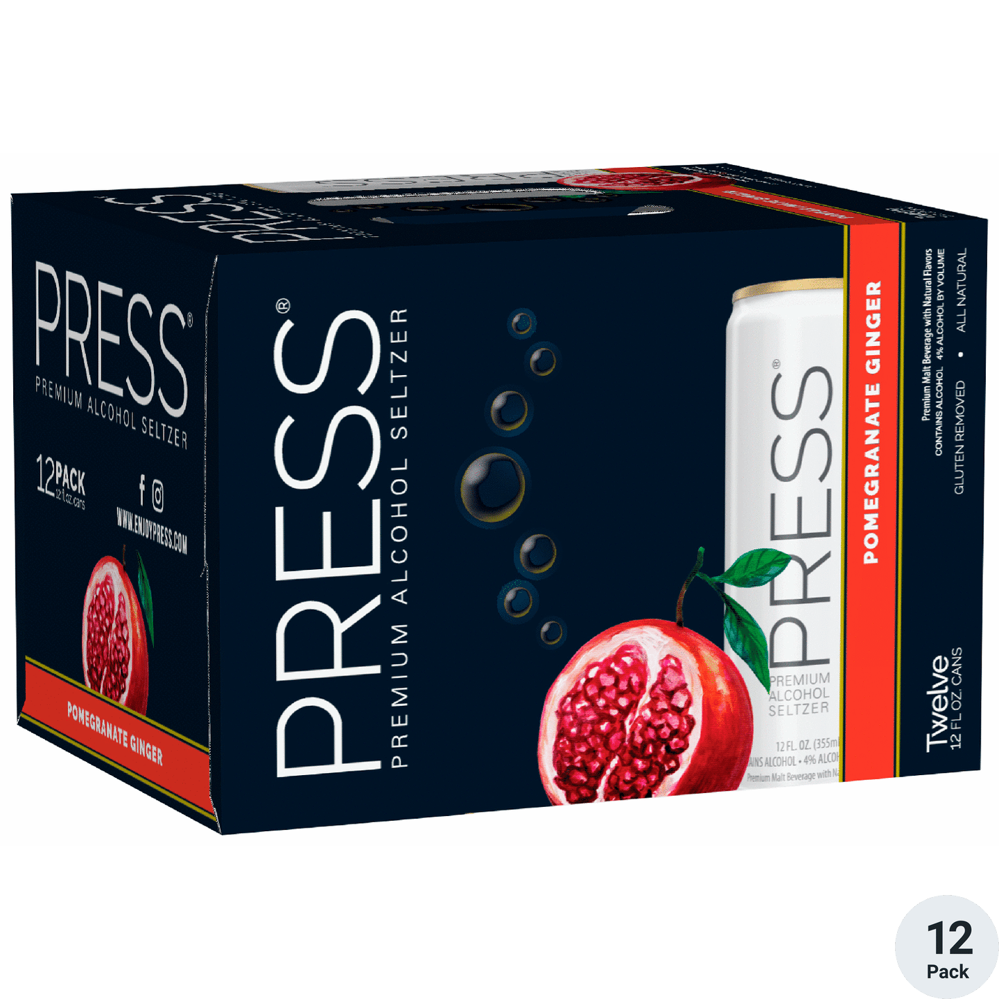 Press Premium Alcohol Seltzer Pomegranate Ginger