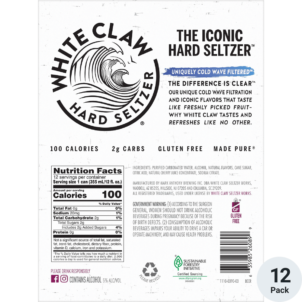White Claw Hard Seltzer Black Cherry