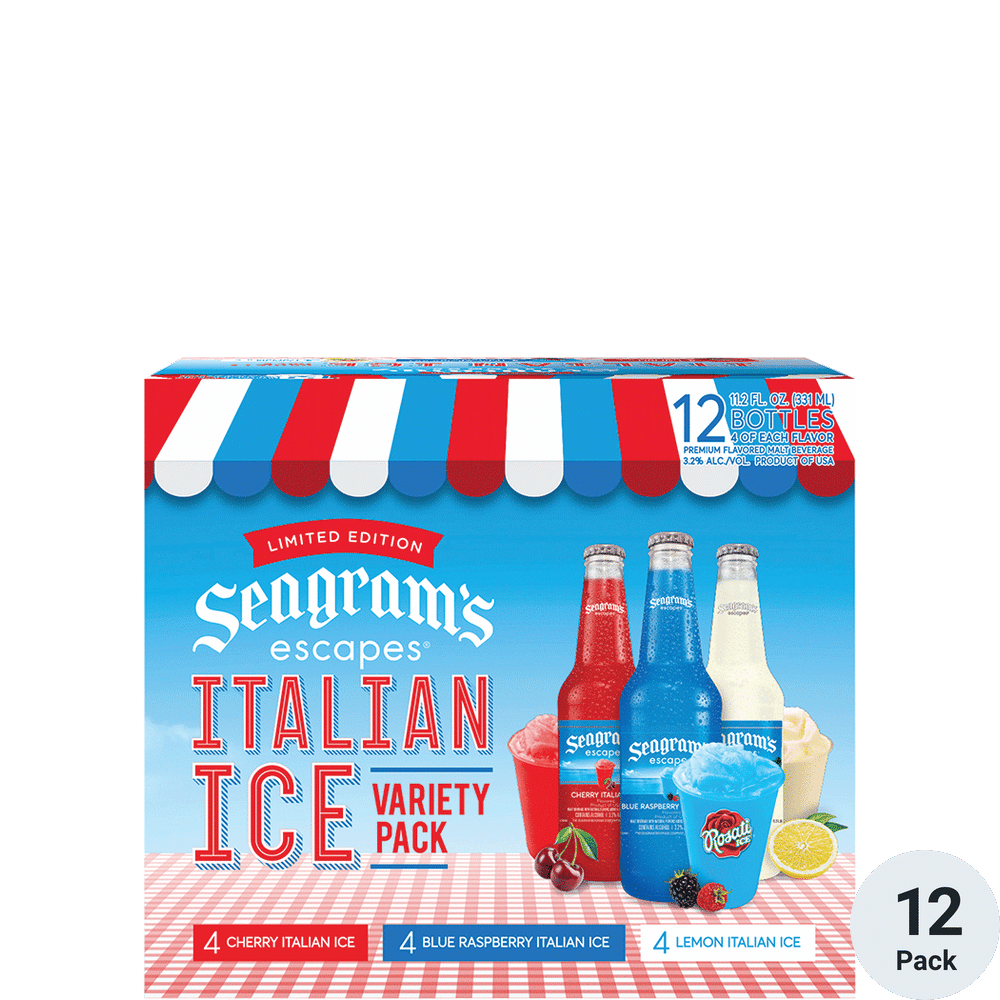 Seagrams Escapes Italian Ice Variety Pack 12pk-11oz Btls
