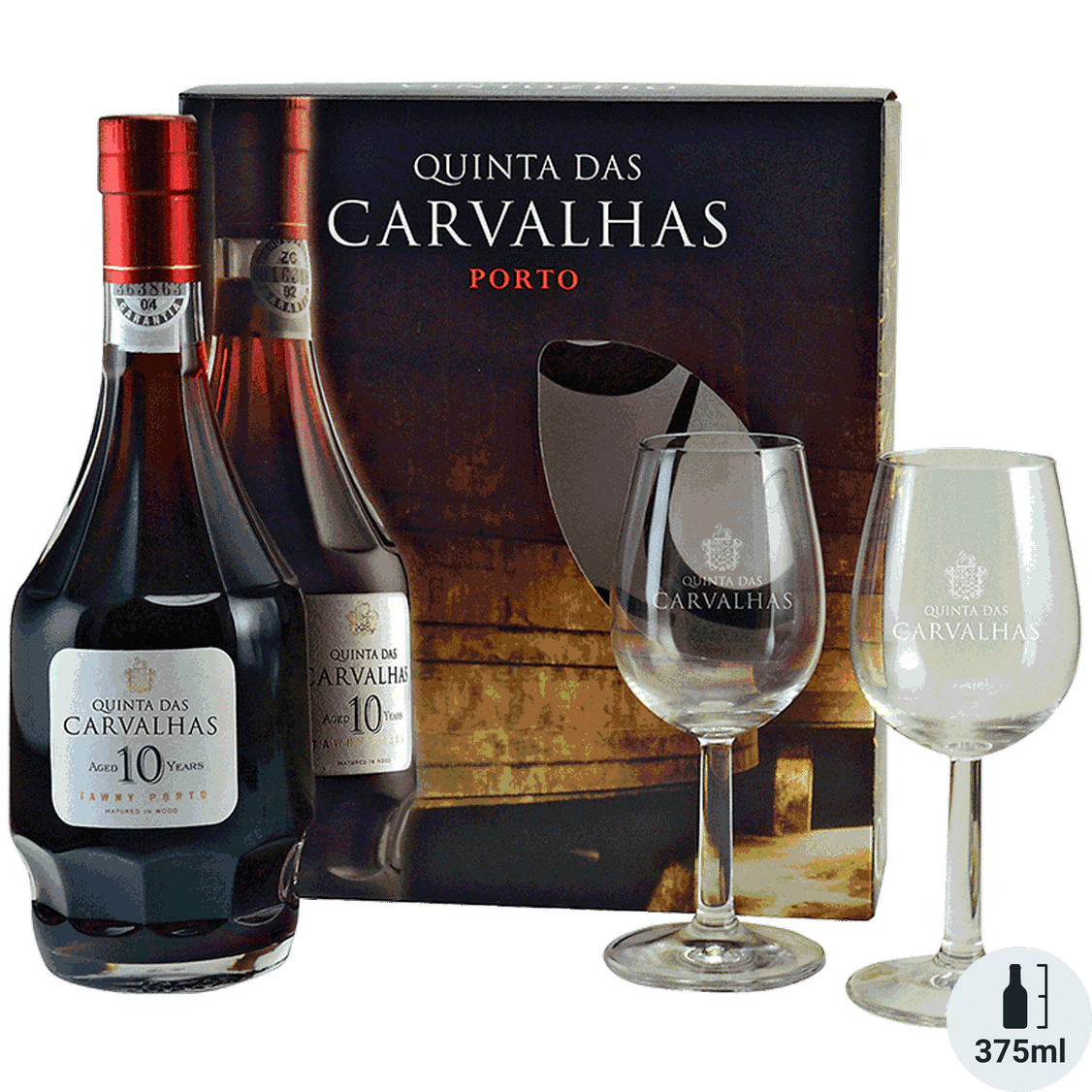 Quinta das Carvalhas 10-Year-Old Tawny Port with 2 Glasses Giftset