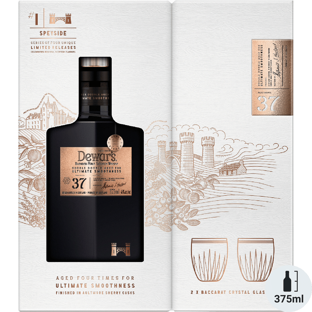 Dewar's Double Double 37 Year Scotch Whisky with 2 Baccarat G