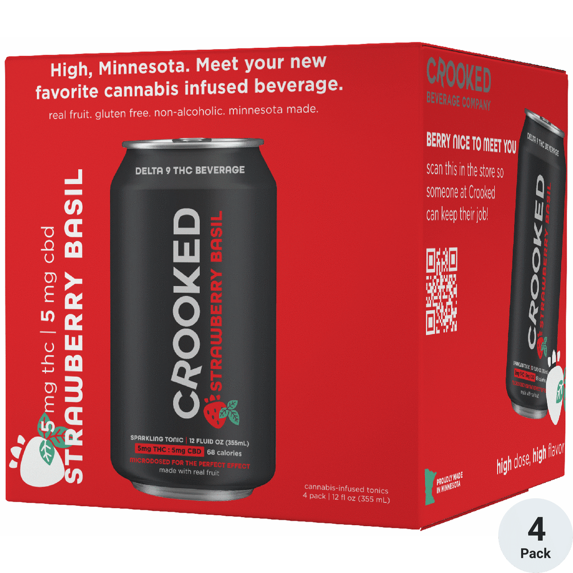Crooked THC 5mg Strawberry Basil | Total Wine & More