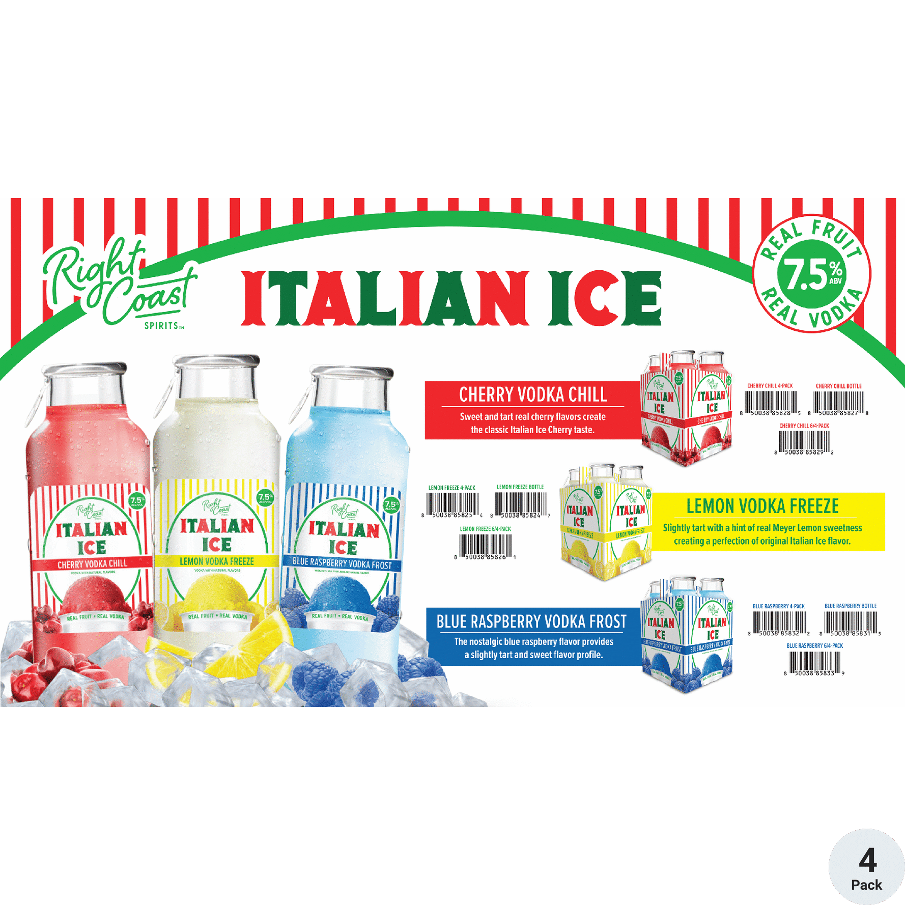 Right Coast Italian Ice Vodka Blue Raspberry Frost