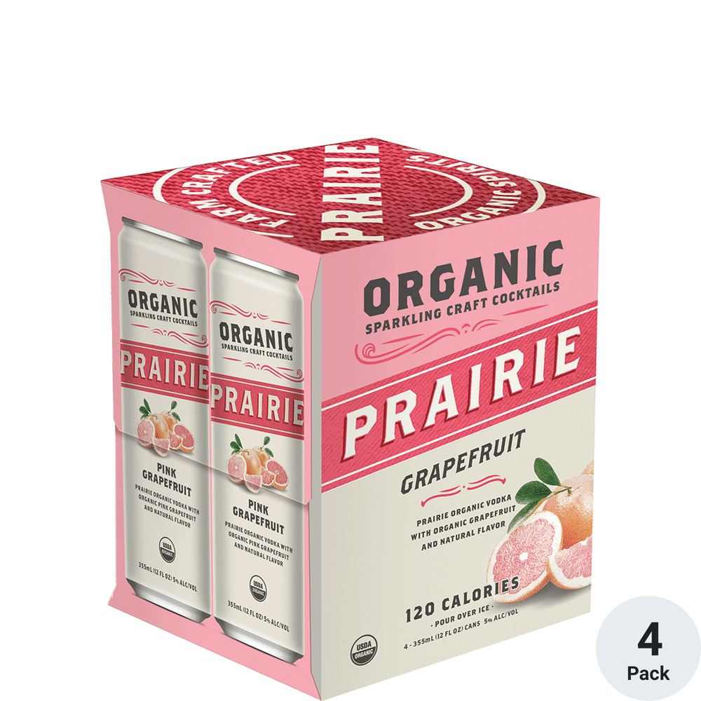Prairie Organic Sparkling Grapefruit Craft Cocktail 4pk-355ml