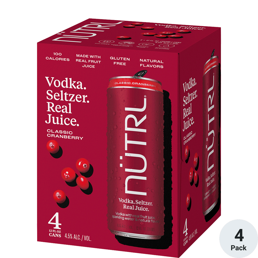 NUTRL Cranberry Hard Seltzer | Total Wine & More - 4pk-12oz Cans