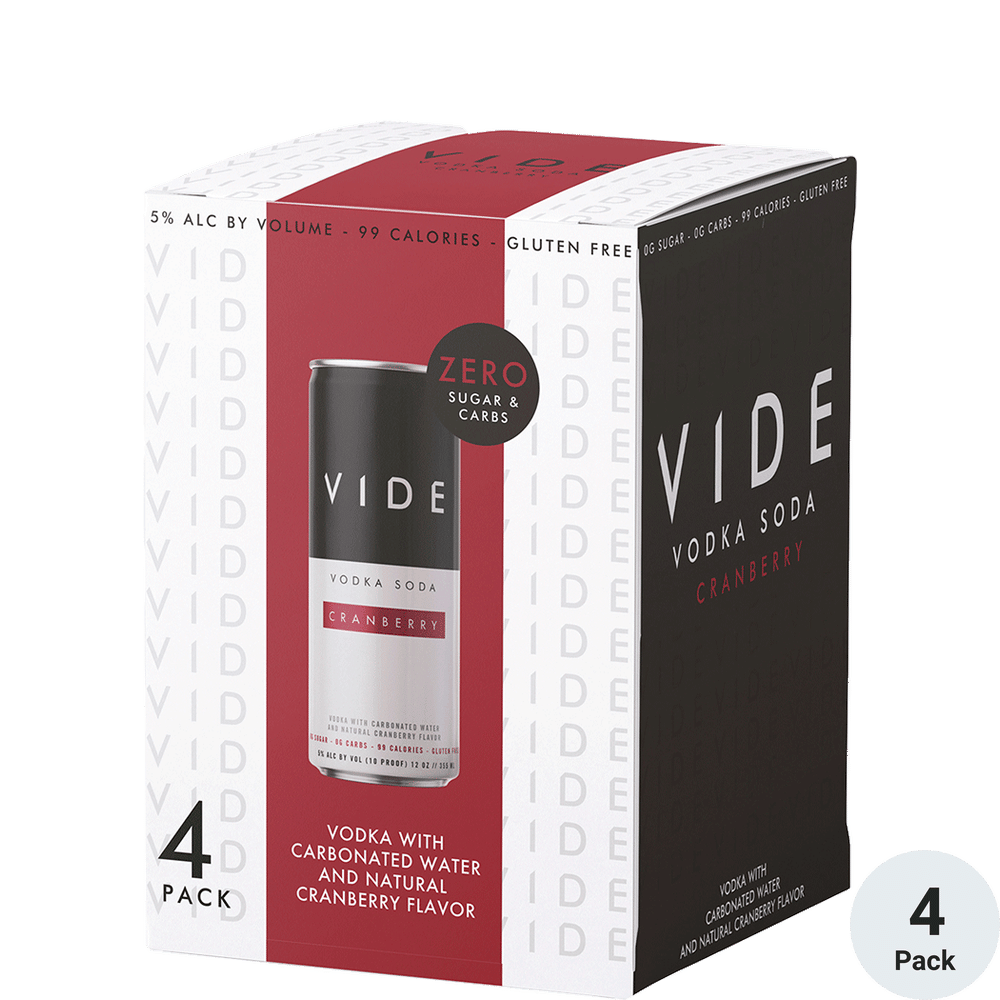 VIDE Cranberry Vodka Soda 4pk-12oz Cans