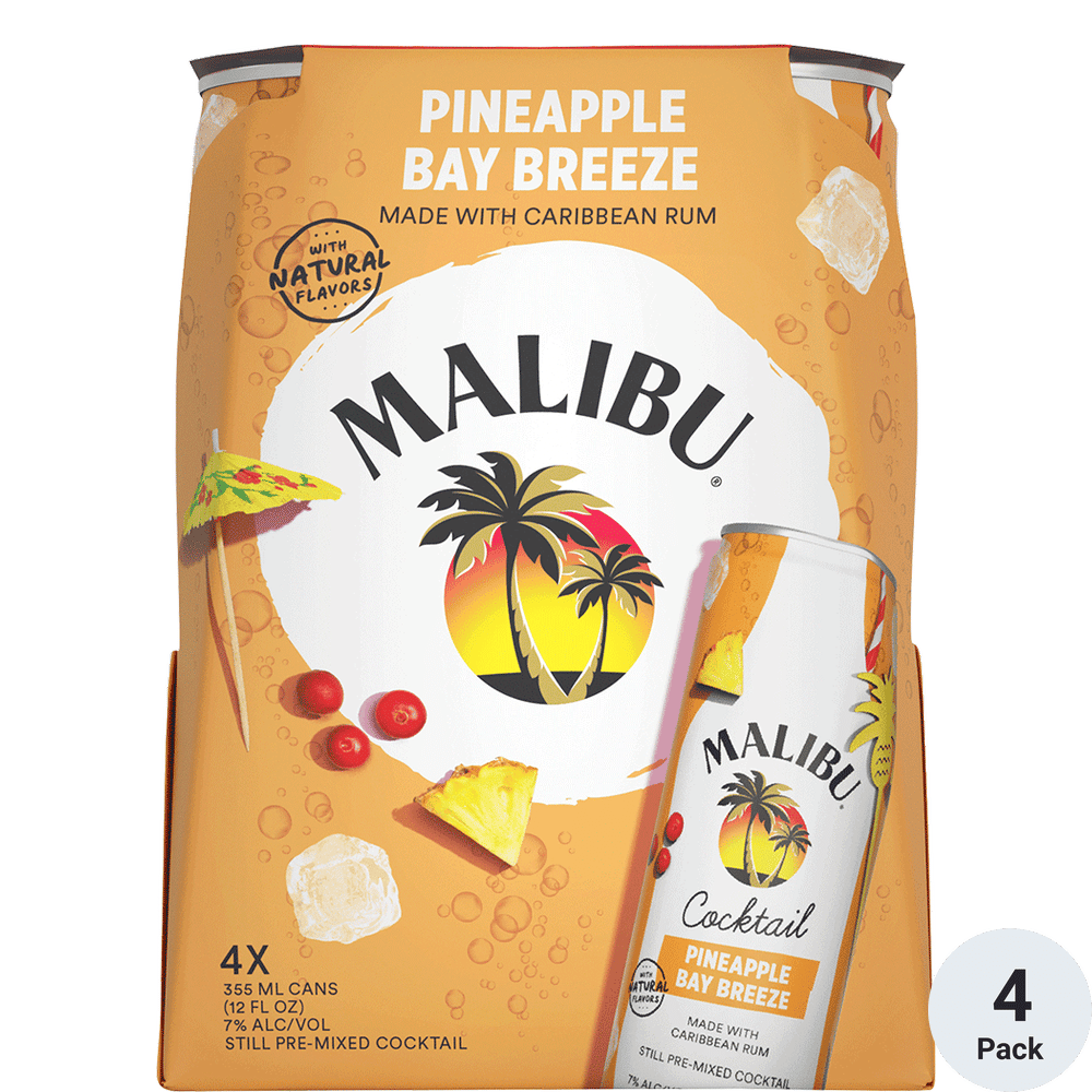 Malibu Cocktail Pineapple Bay Breeze 4pk-12oz Cans