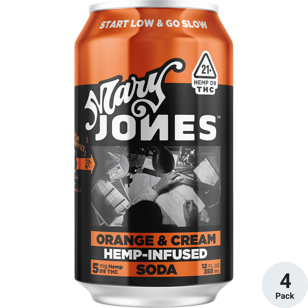 Mary Jones THC 5mg Orange Cream 4pk-12oz Cans
