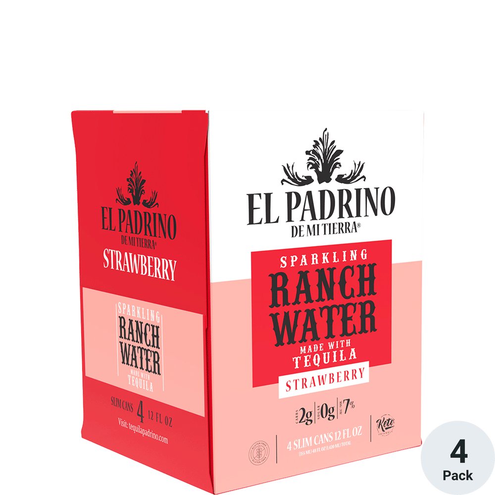 El Padrino Strawberry Ranch Water  4pk-12oz Cans