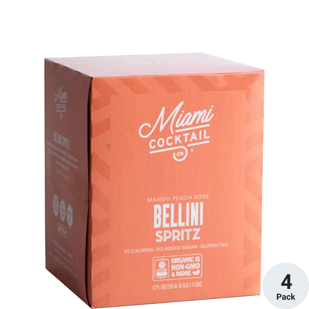 Miami Cocktail Organic Spritz Bellini Mango Peach 4pk-250ml