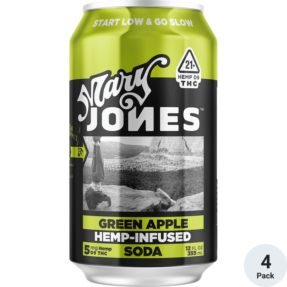 Mary Jones THC 5mg Green Apple 4pk-12oz Cans