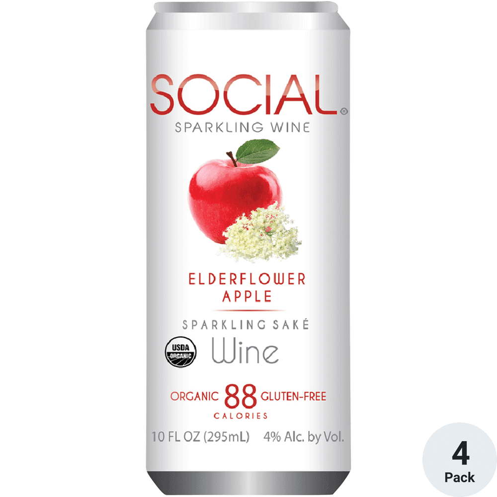 SOCIAL Elderflower Apple Sparkling 4pk-10oz Cans