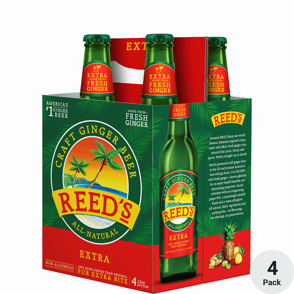 Reed's Zero Sugar Extra Craft Ginger Beer 12 Oz Bottles