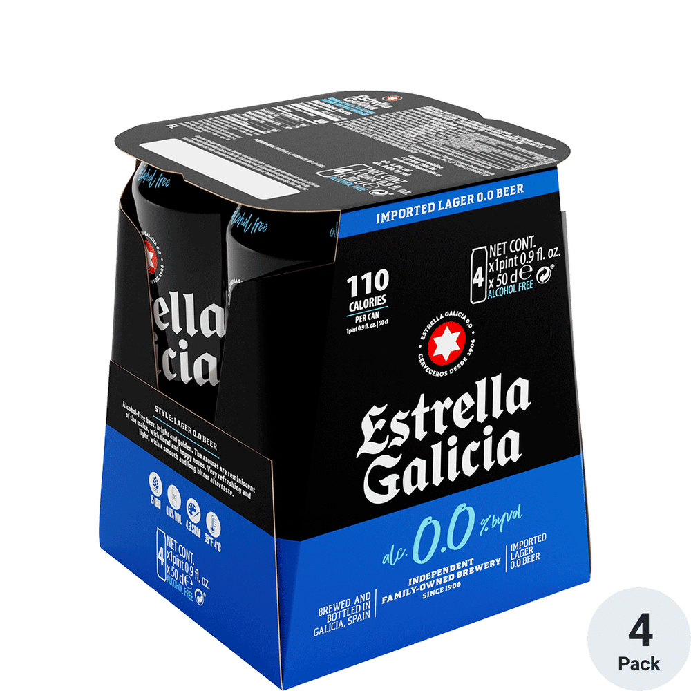 Estrella Galicia 0.0 Non-Alcoholic Lager 4-16.9oz Cans
