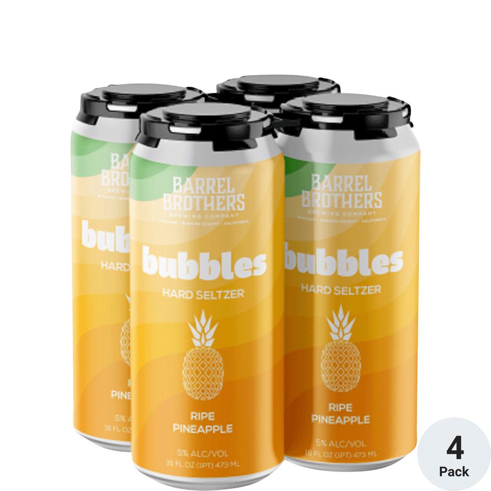 Barrel Brothers Bubbles - Ripe Pineapple Hard Seltzer 4pk-16oz Cans