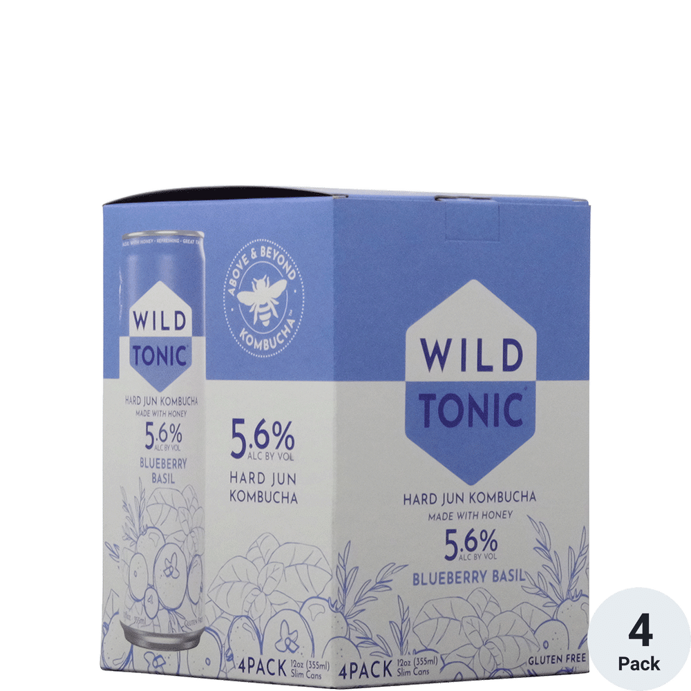 Wild Tonic Kombucha  Blueberry Basil 4pk-12oz Cans