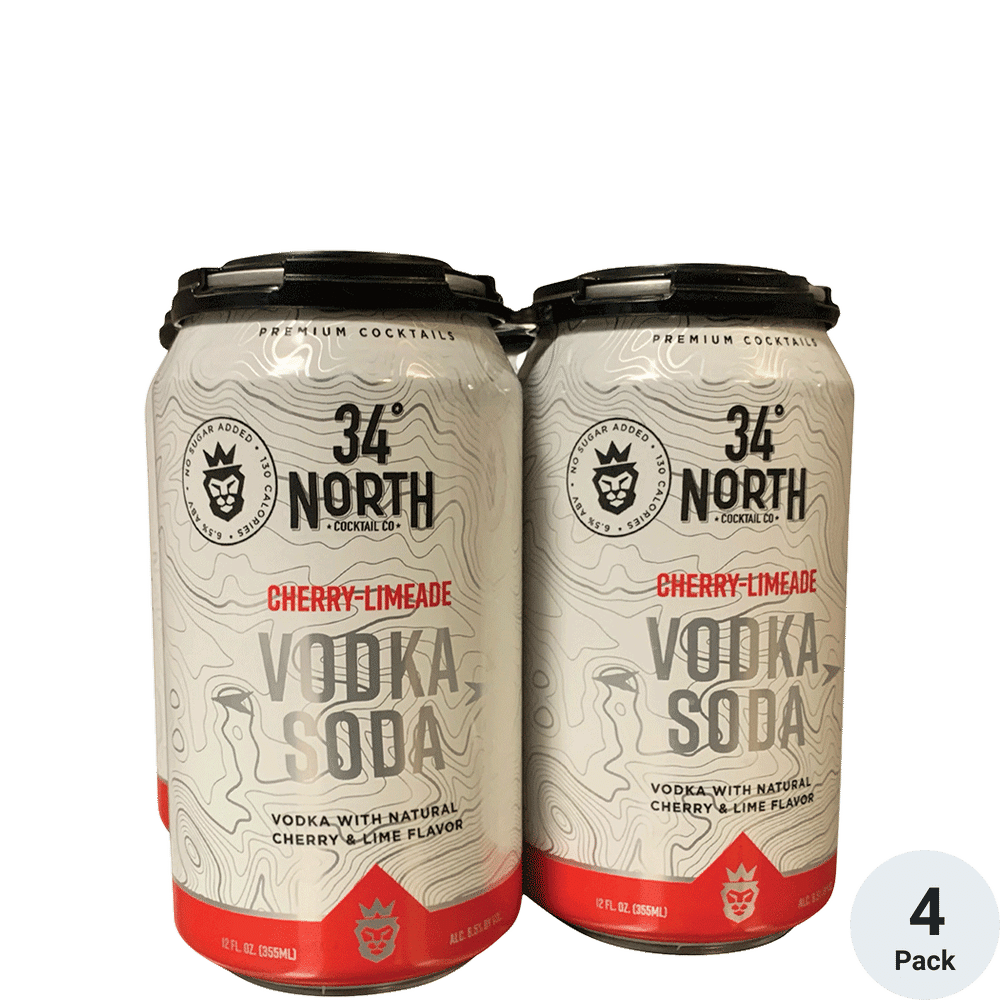 34 North Cherry Limeade Vodka Soda 4pk-12oz Cans