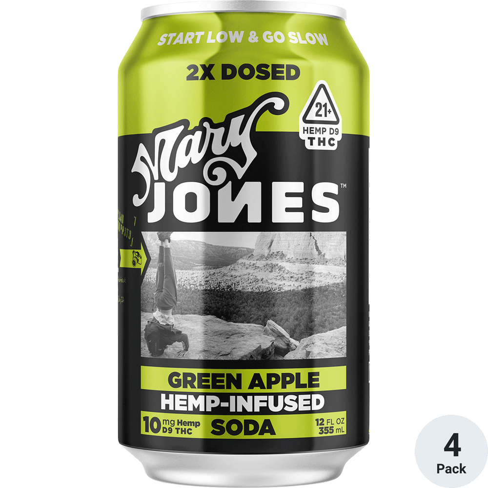Mary Jones THC 10mg Green Apple 4pk-12oz Cans