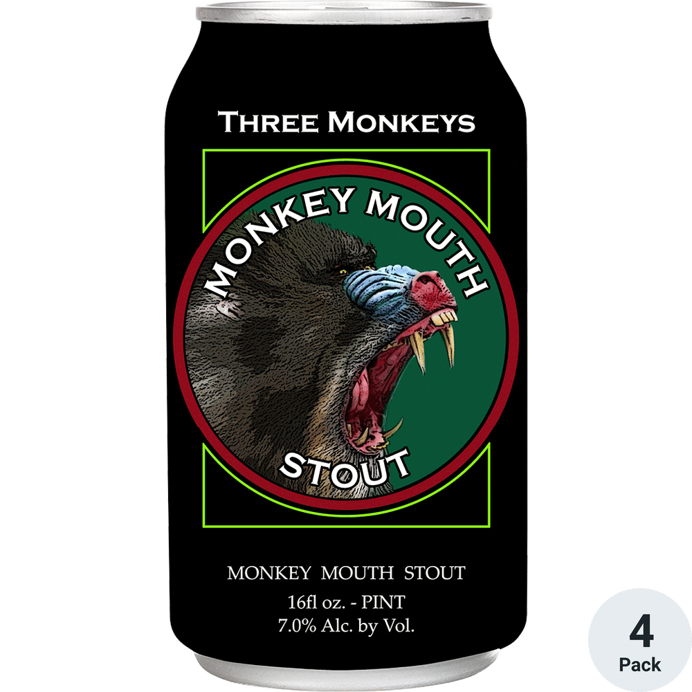 Three Monkeys Monkey Mouth Stout 4pk-16oz Cans