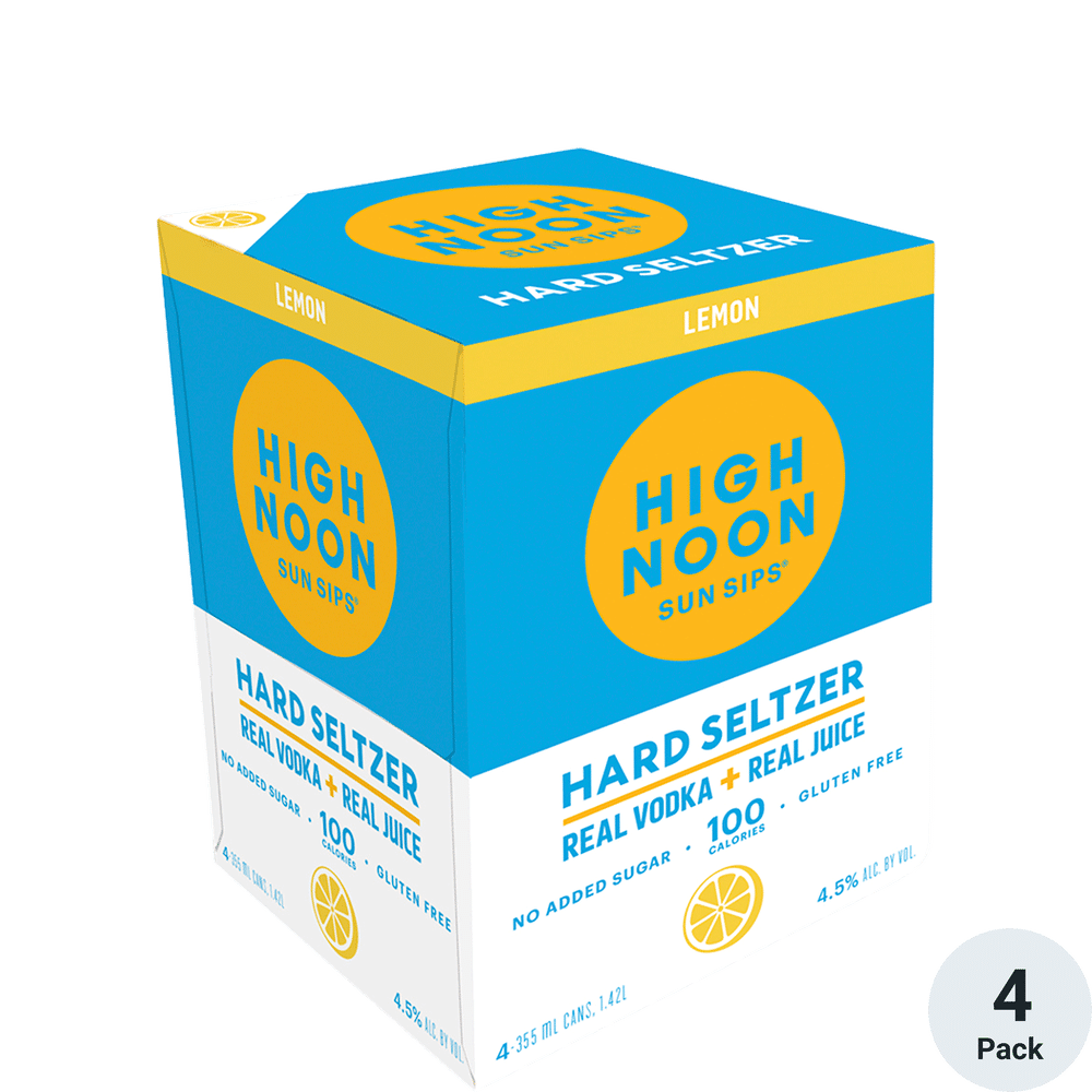 High Noon Hard Seltzer Vodka Lemon 4pk-12oz Cans