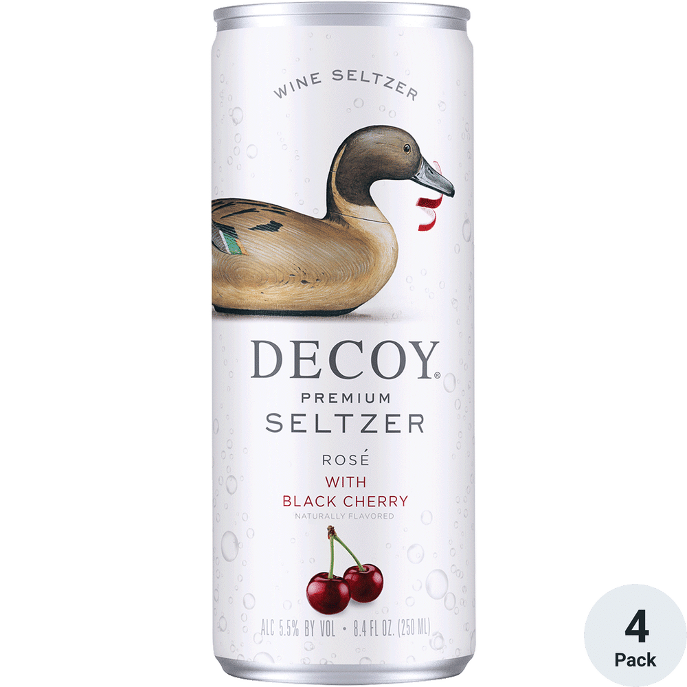 Decoy Premium Seltzer Rose with Black Cherry 4pk-250ml Cans