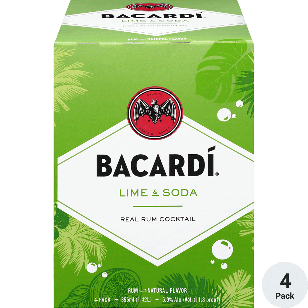 Bacardi Cocktails Lime & Soda 4pk-12oz Cans