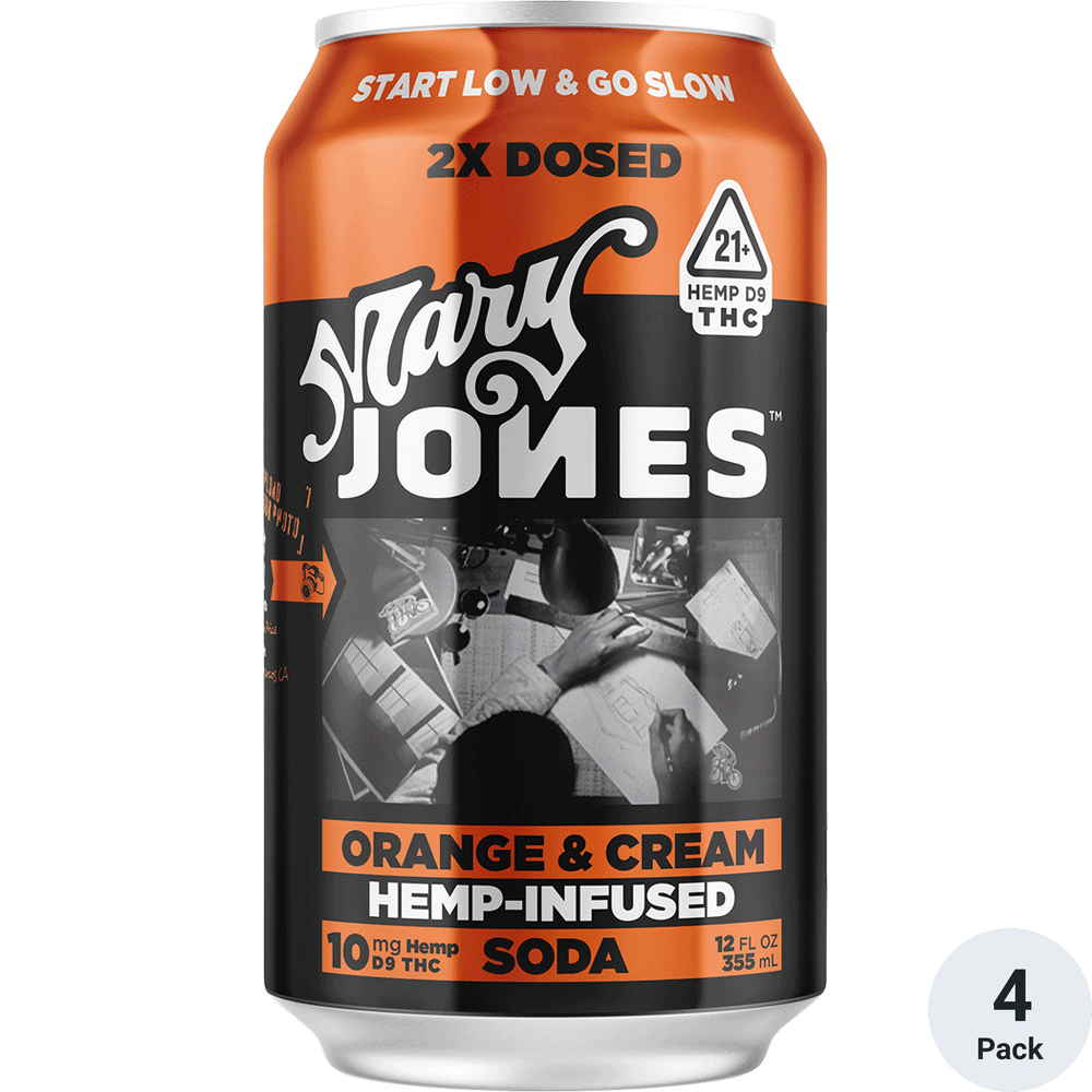 Mary Jones THC 10mg Orange Cream 4pk-12oz Cans