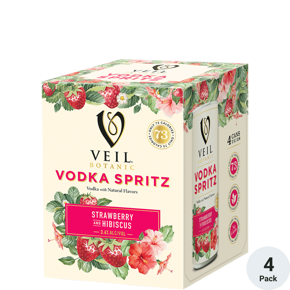 Veil Botanic Spritz Strawberry and Hibiscus 4pk-12oz Cans