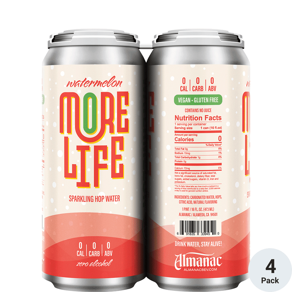 MORE LIFE Non-Alcoholic Watermelon Hop Water 4pk-16oz Cans