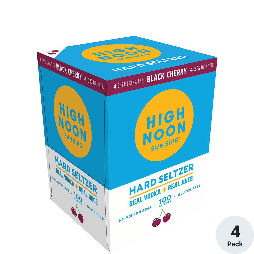 High Noon Hard Seltzer Vodka Black Cherry 4pk-12oz Cans