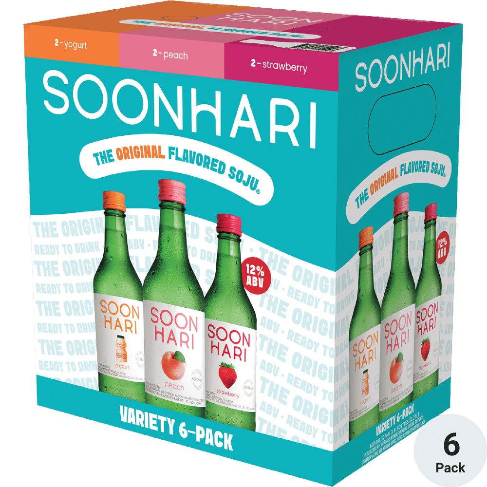 Soonhari Yogurt Peach Strawberry Variety 6 Pack Soju