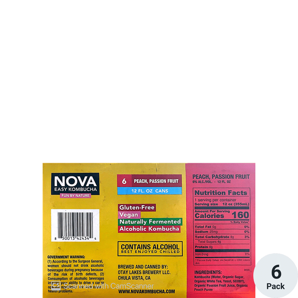 Nova Easy Kombucha Peach & Passionfruit Total Wine & More