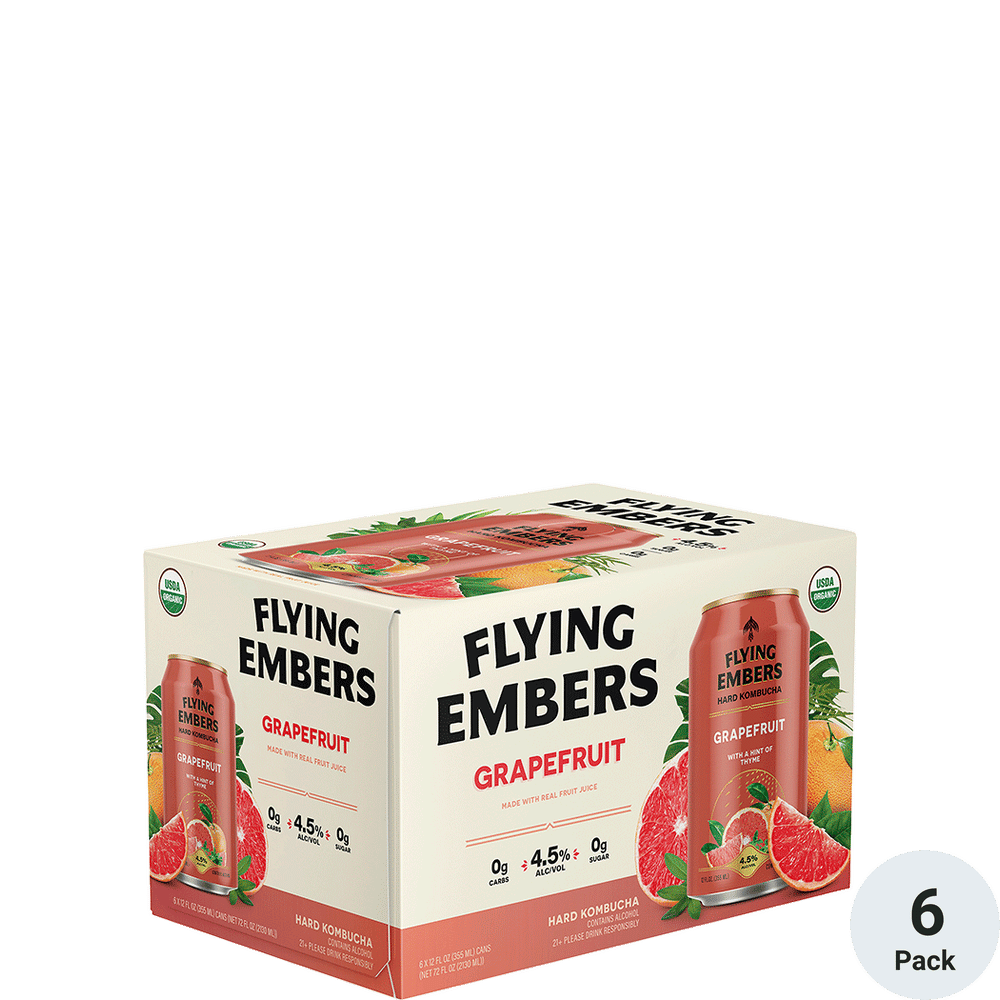 Flying Embers Grapefruit Hard Kombucha 6pk-12oz Cans
