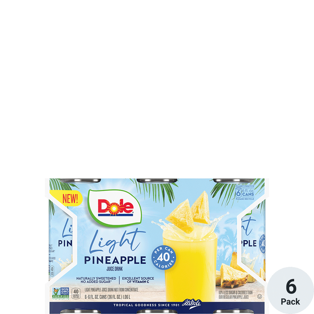 Dole Light Pineapple Juice 6-6oz Cans