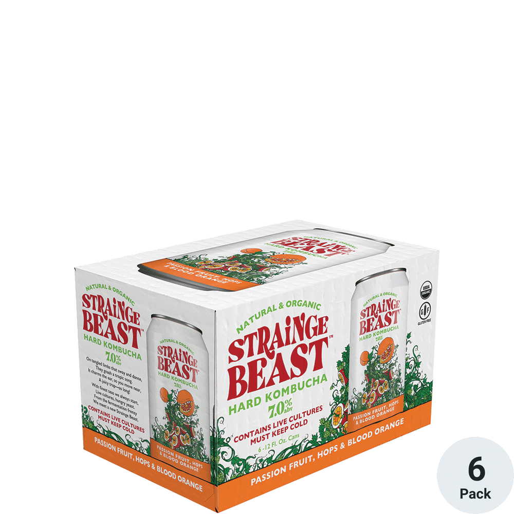 Strainge Beast Passion Fruit Hops & Blood Orange Hard Kombucha 6pk-12oz Cans