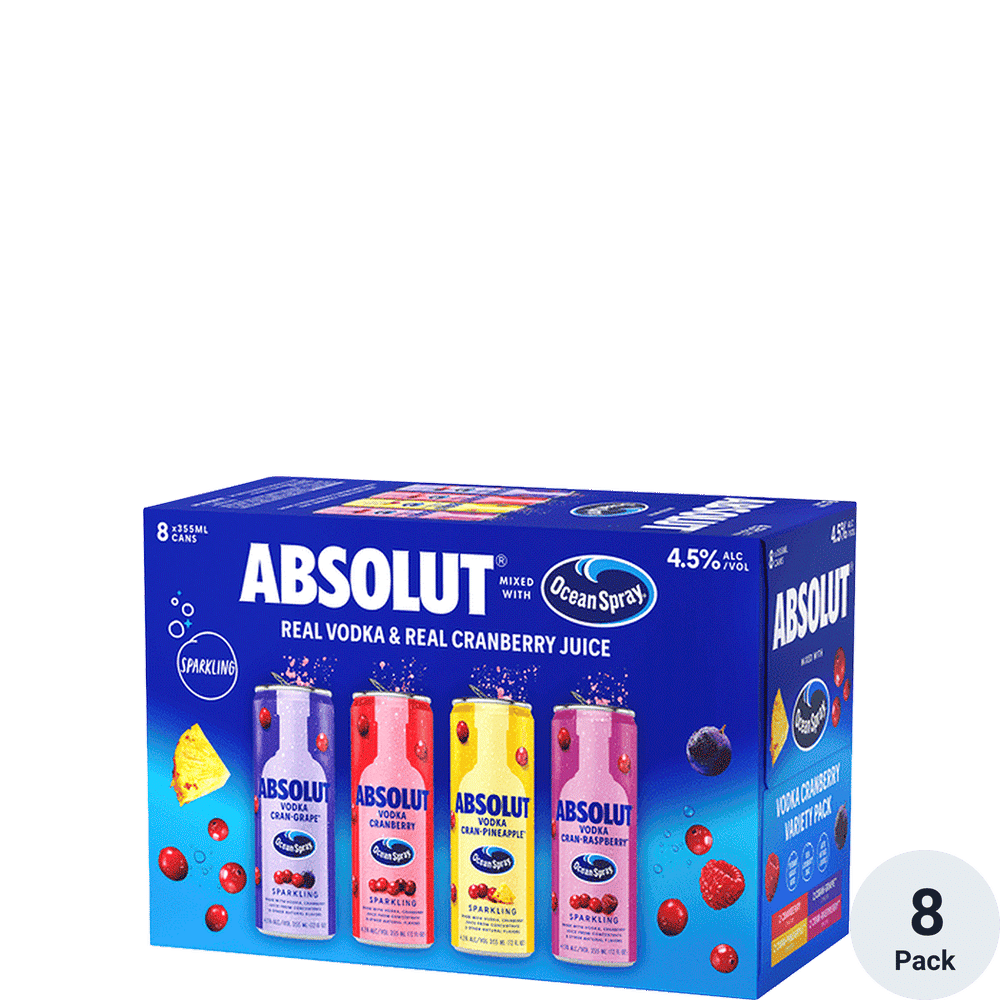 Absolut Ocean Spray Variety 8pk-12oz Cans