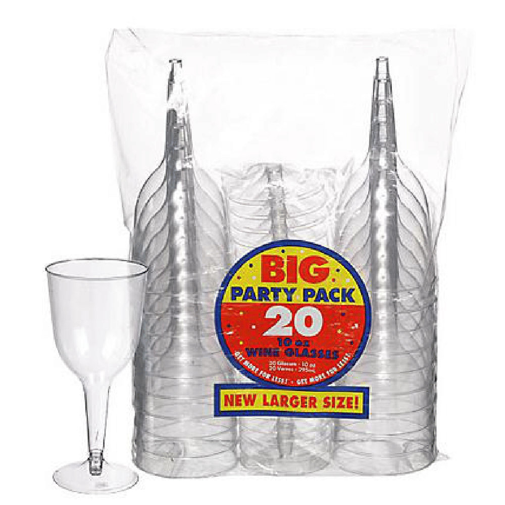 True Party Disposable Plastic Wine Glasses, Stemmed