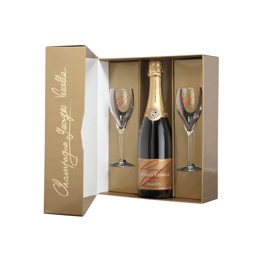 Georges Vesselle Brut Grand Cru Gift with 2 Glasses