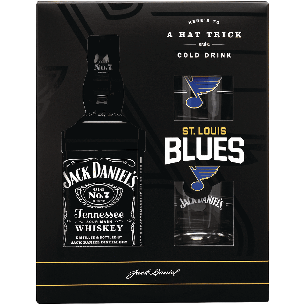 Jack Daniels Black with St. Louis Blues Glasses