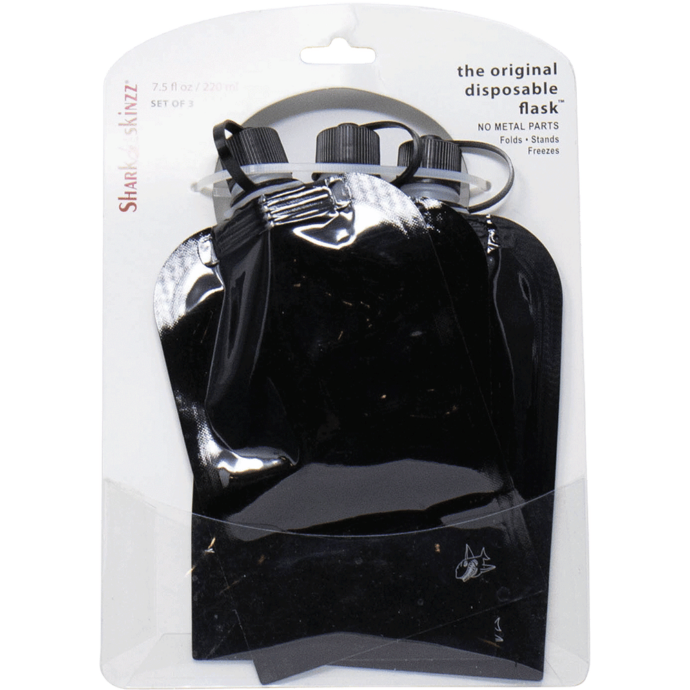Shark Skinzz Black Flask - 3pk
