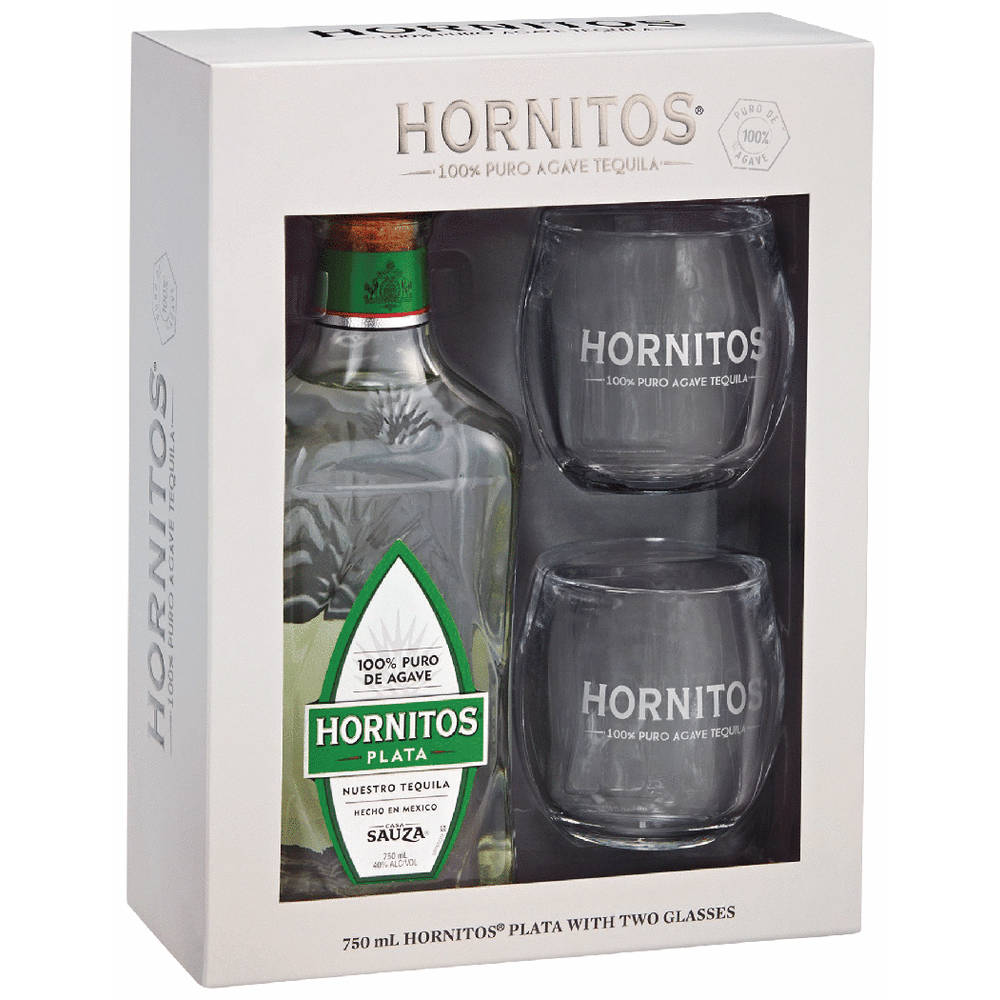 Hornitos Plata Tequila with Glasses Gift